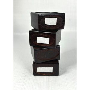 Square Wood Blank Napkin Rings NEW Set 4 Dark Finished Crafts Sublimation DIY